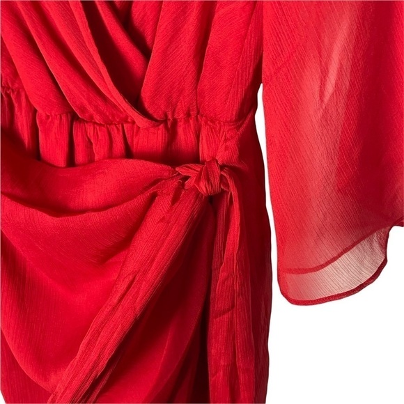 CITY CHIC SOFTLY WRAP LOVE RED BATWING SLEEVE FAUX WRAP HOLIDAY COCKTAIL DRESS - Picture 9 of 16